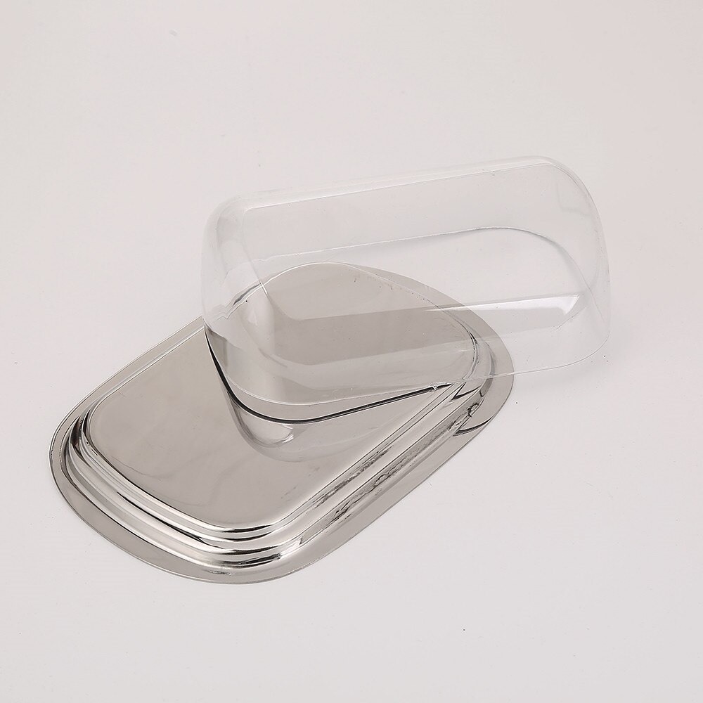 Realand Stainless Steel Butter Dish Box Container Cheese Server Storage Keeper Tray with Transparent Easy Lid