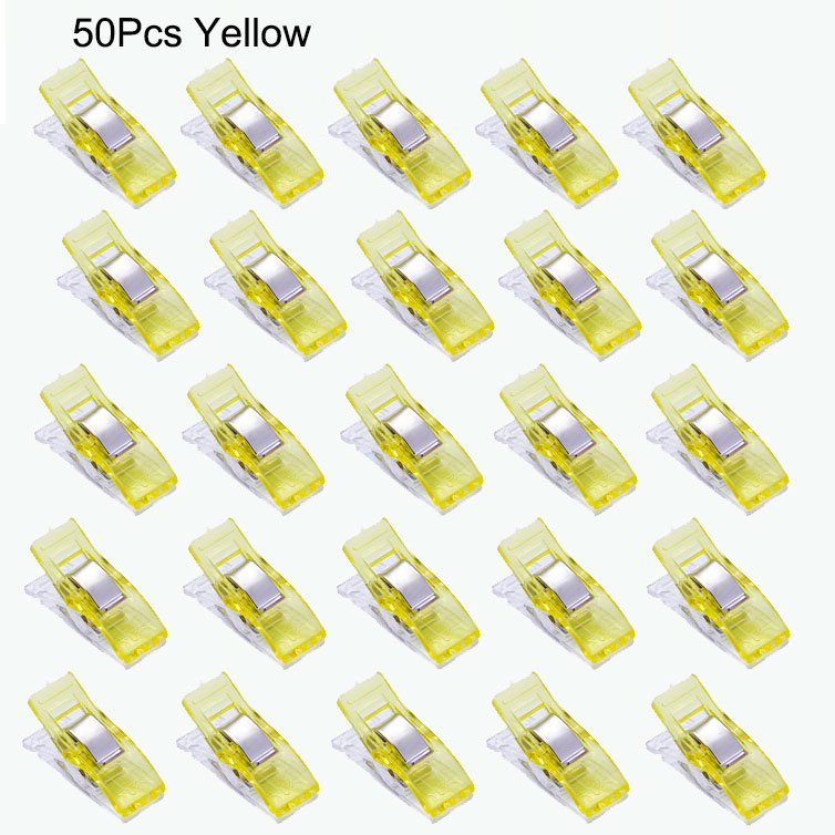 Clips de costura de plástico multiusos, pinzas para manualidades de tela, para acolchar, coser, encuadernar, tejer, 20/50 piezas: 50Pcs Yellow