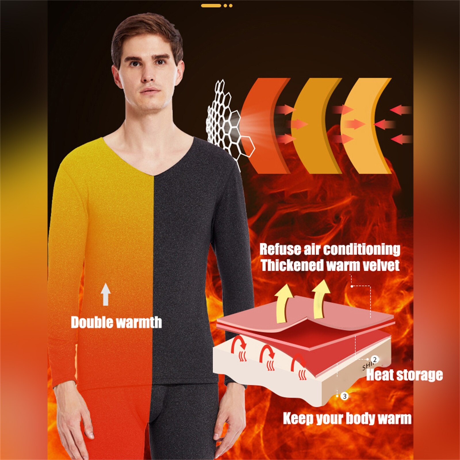 Winter Warm Thermal Underwear Thicken Men Cotton Thermal Wear Pants + Shirt Men Underwear Winter Size L-4XL Thermals Clothes