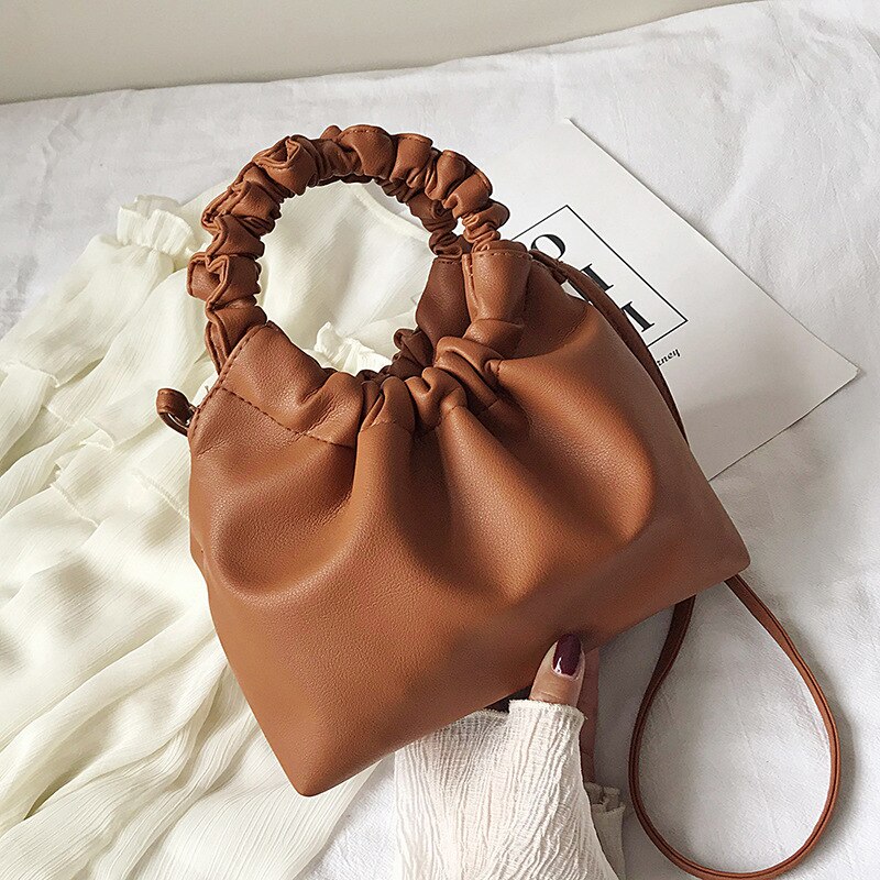 Pu Vrouwen Tas Mode Eenvoudige Vouw Bag Veelzijdige Messenger Handtas: Brown