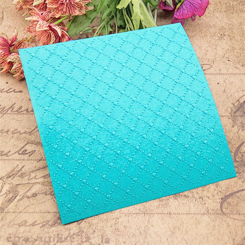 15x15cm grid heart Embossing folders Plastic bump Scrapbooking DIY Template Fondant indentation Cake Photo Album Card Make