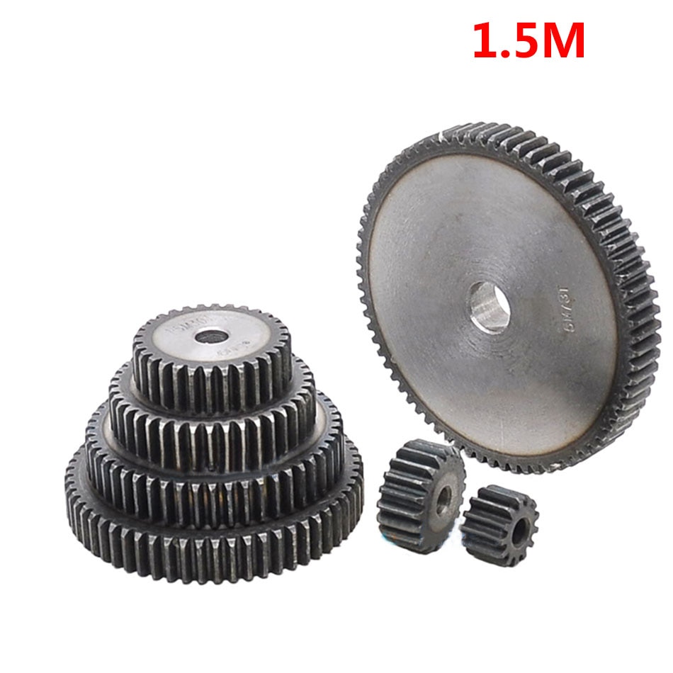 1 stk 45#  cylindrisk stålgir 1.5 mod 12t-27t metall mod 1.5 pinjonggir 12-27 tann moter gear