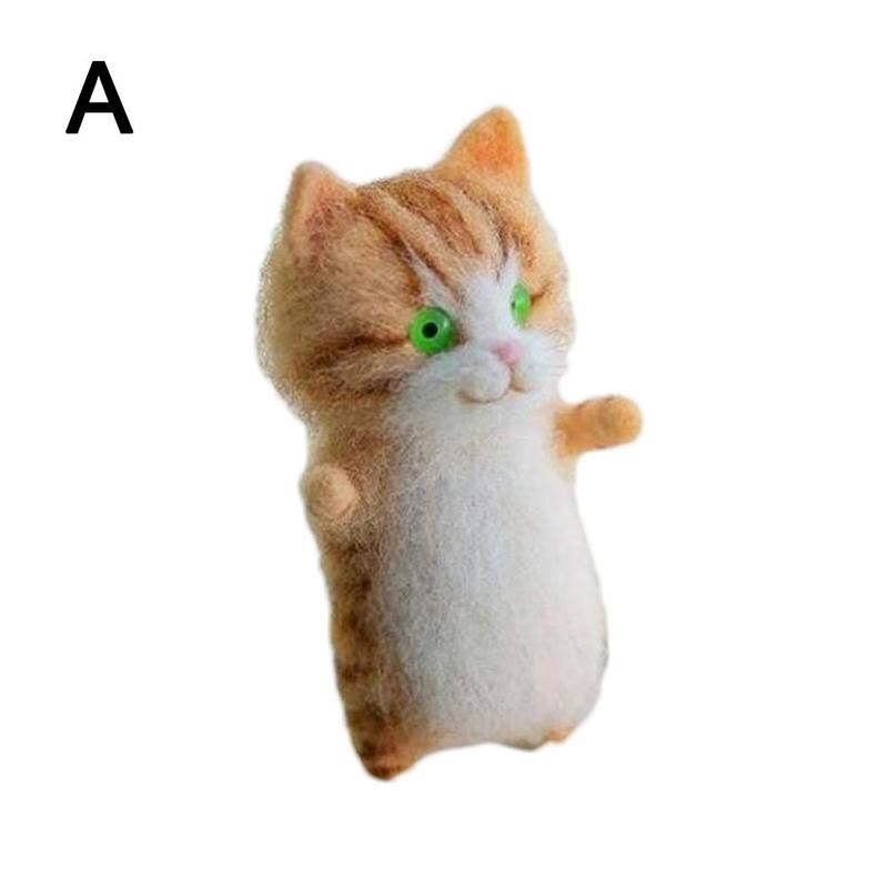Non-finished Wool Felt Needle Poked Kitting Diy Cute Handmade Decor Wool Pets Toy Package Felting Animal W0q0: A