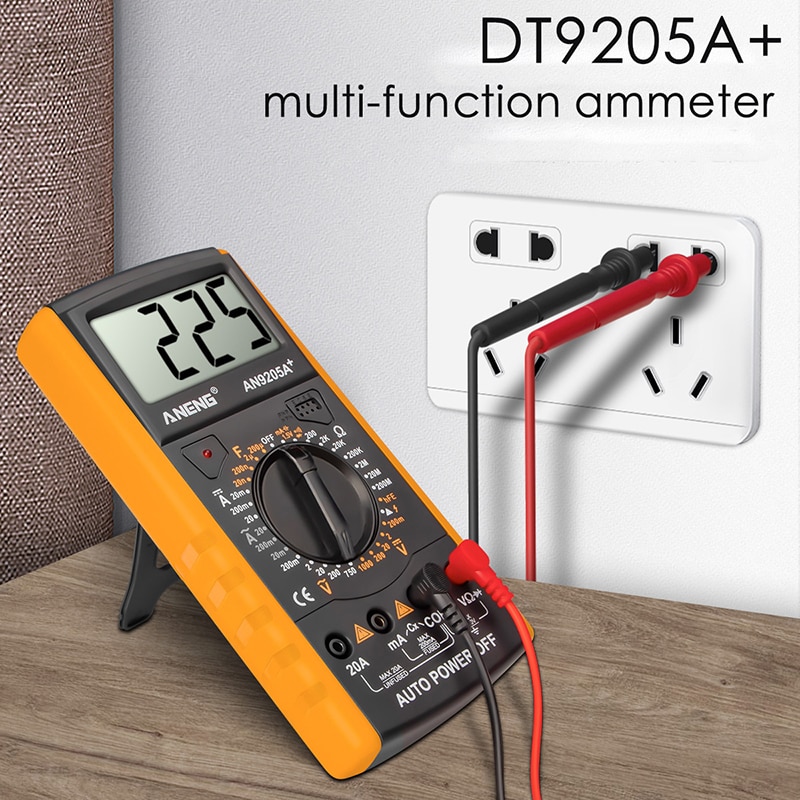 DT9205A + Digitale Multimeter Ac/Dc Profesional Transistor Tester Elektrische Esr Ncv Test Meter Analoge Auto Range Multimetro