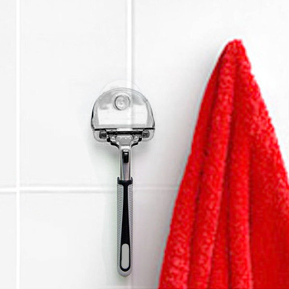 Super Suction Cup Lightweight Compact Razor Holder Home Space Saving Wall Clear Rack Bathroom Storage Shaver Stable Easy Attach