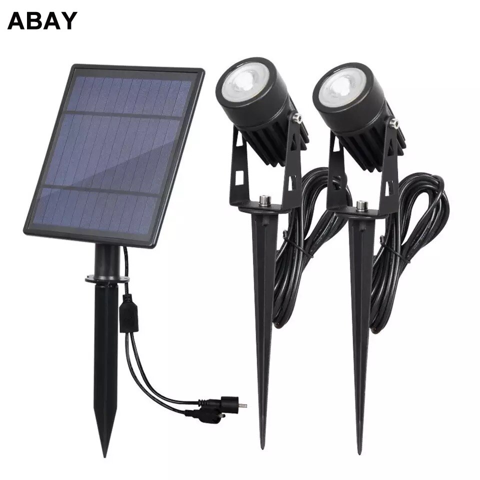 Solar Spotlight Waterproof IP65 Solar Powered LED Landscape Solar Lawn Lights Outdoor/Garden/Courtyard/Lawn/Backyard Lamps: B (2  light) / Warm Light