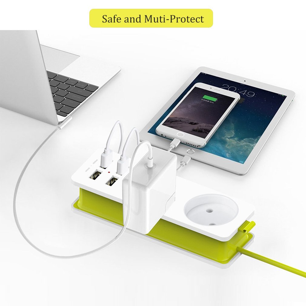Compact Size Outdoor Travel Power Strip Portable Extension Socket Outlet with 4 USB Wall Charger Smart Desktop Socket