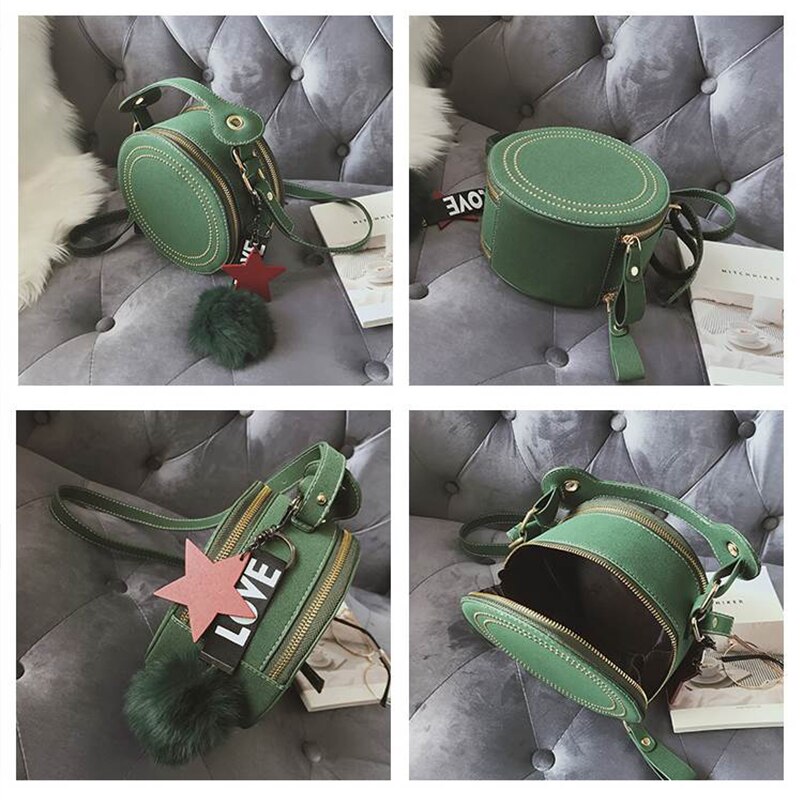 Daunavia Vrouwen Handtassen Ronde Crossbody Tassen Klinknagel Pu Lederen Messenger Tassen Portemonnee Dames Schoudertas Cirkel Leuke Hanger