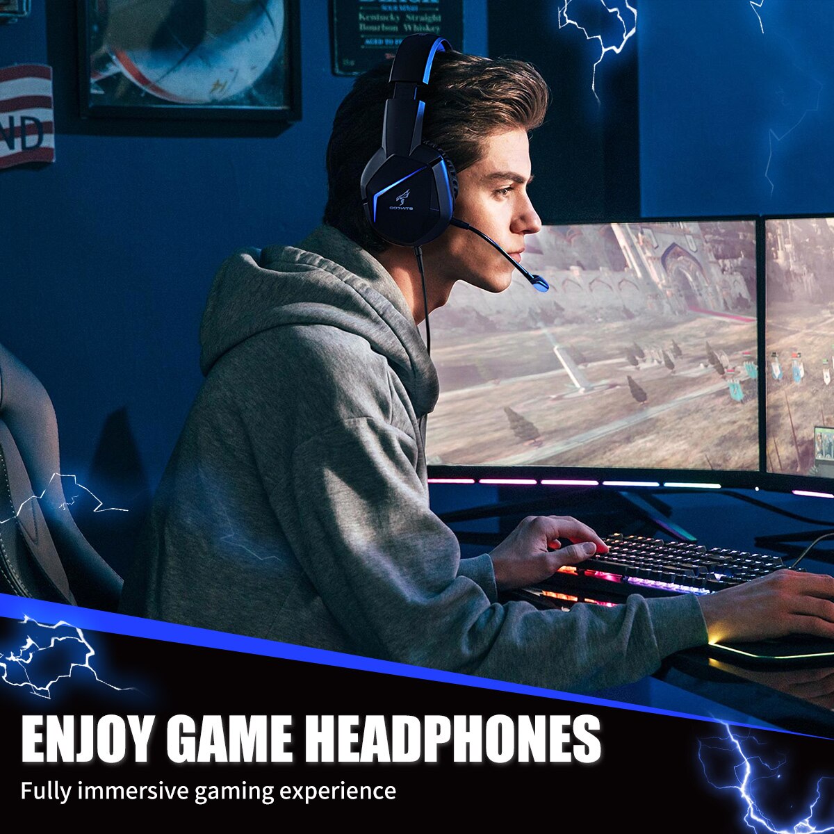SOMIC Gaming Headset Game/Video/Live 3 Modes LED Headphones 7.1 Surround Sound Wireless/Wired for PC, Mac, Phone, Tablet GS401