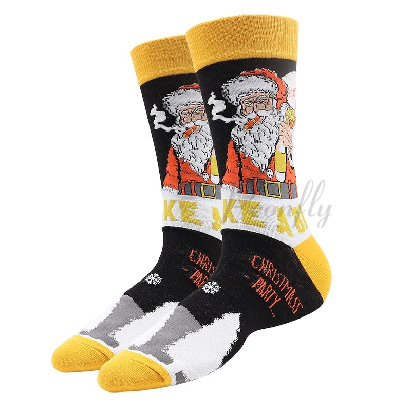 Árvore de natal neve elk presente algodão feliz homem meias novo 2020 outono inverno natal mulher meias engraçado ano novo papai noel