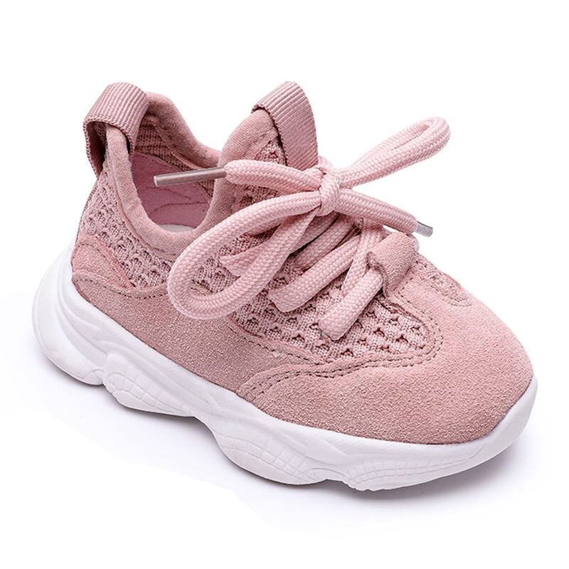 2020 outono do bebê da menina menino da criança sapatos infantis casuais tênis de corrida fundo macio confortável respirável crianças sneaker ue 15-25: Rosa / 15