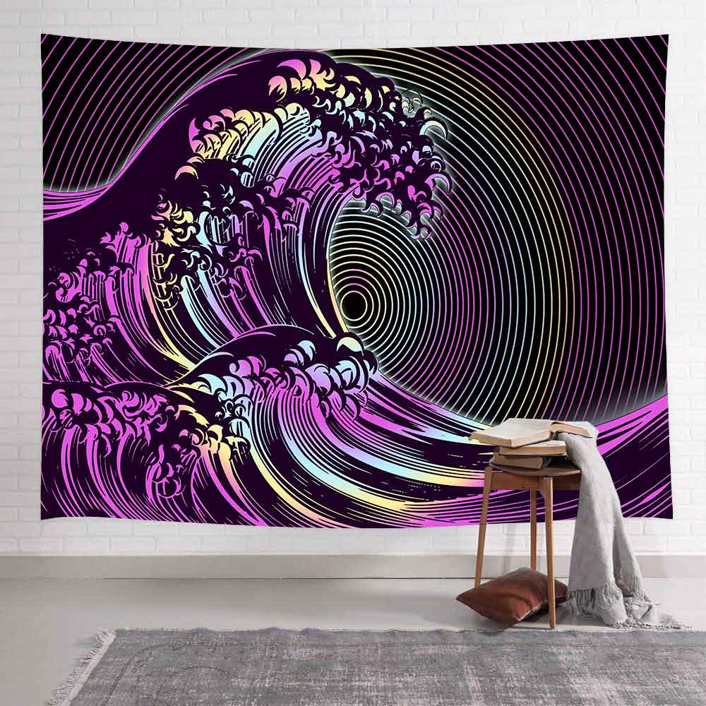 Simsant Trippy Mushroom Tapestry Great Ocean Wave Kanagawa Wall Hanging Tapestries for Living Room Bedroom Home Decor: 2TGTLSAY140