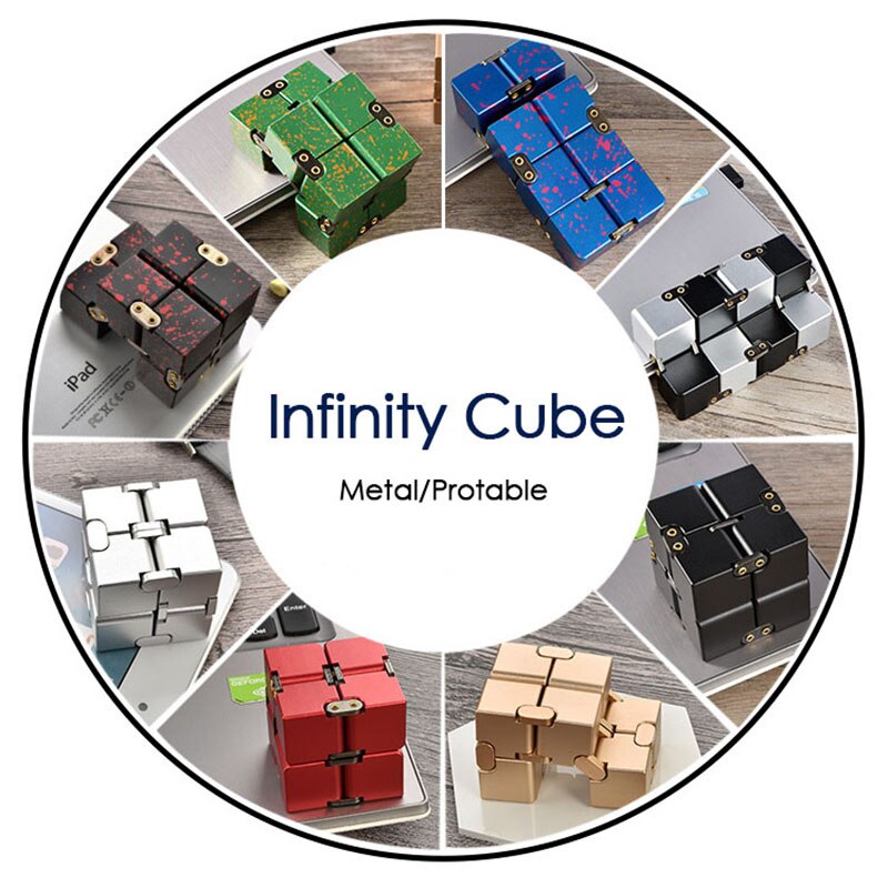 Cubo di infinito in metallo creativo cubo di sollievo dallo Stress infinito in lega di alluminio portatile per bambini regalo per giocattoli antistress per adulti