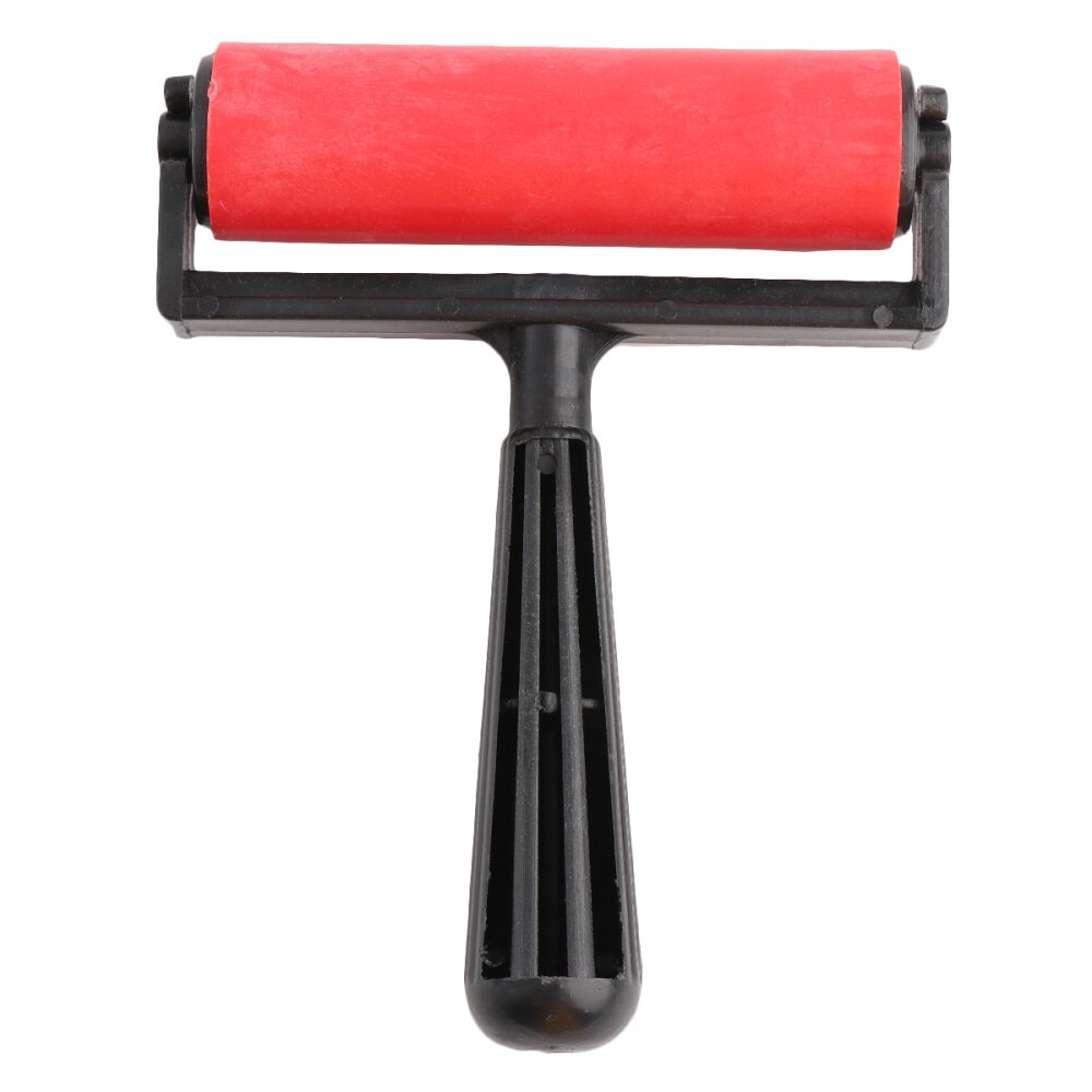 10cm Printmaking Rubber Roller Brayer Craft Projects Ink and Stamping Tools (Red)