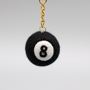 Basketball Football Tennis Pendant wool needlepoint kit wool felt needle felting decoration craft needlecraft DIY handmade: Billiards black 8