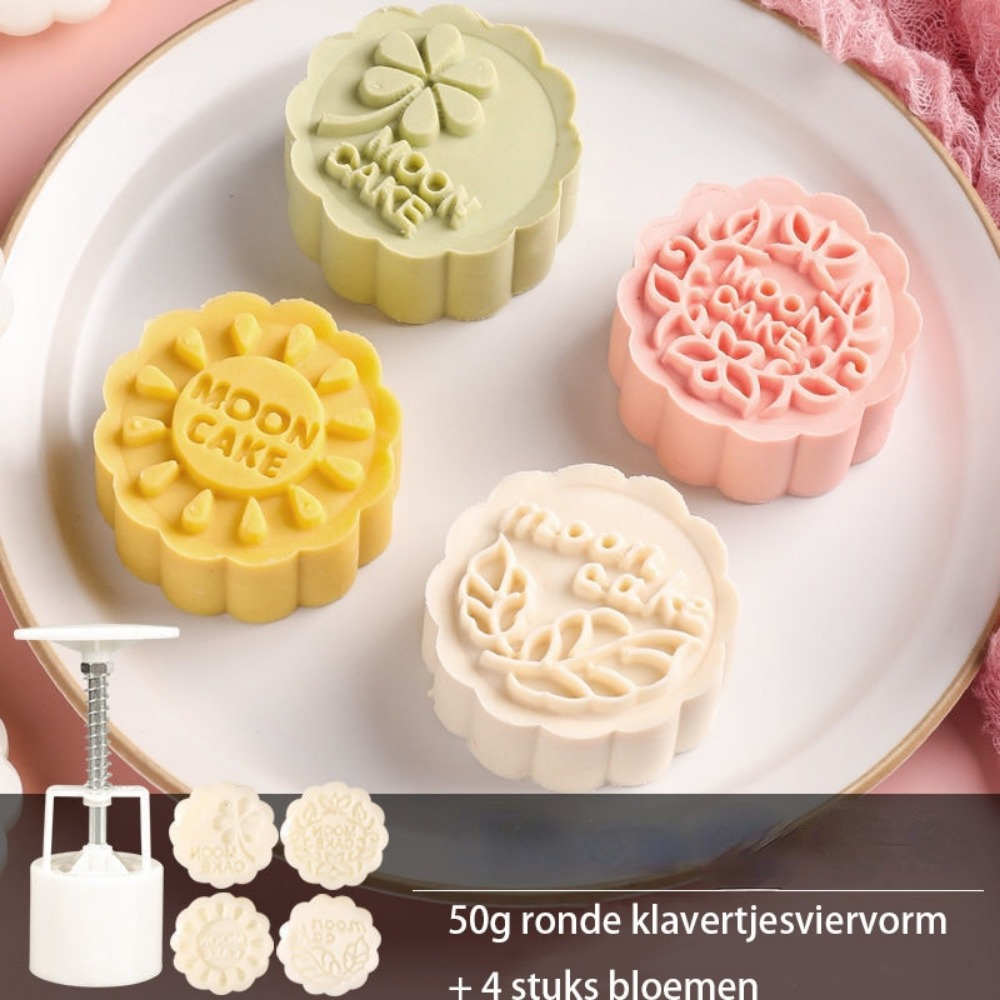 Mooncake-Formpresse mit Stempeln, Blumenmuster, Mooncake-Hersteller zum Backen, DIY, Gebäck, Kekse und Nachspeisen, Kuchendekorationswerkzeuge: Armee Grün