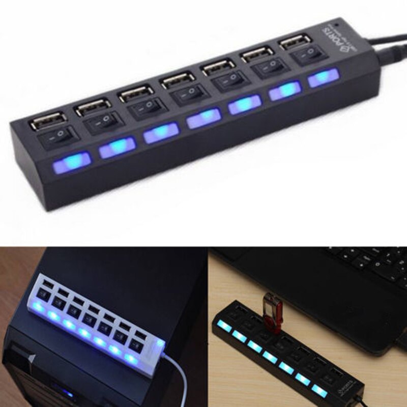 7 bærer usb lader høyhastighets usb 2.0 480 mbps hub med bryter bærbar usb splitter periferiutstyr tilbehør til datamaskin tslm 1: misligholde tittel