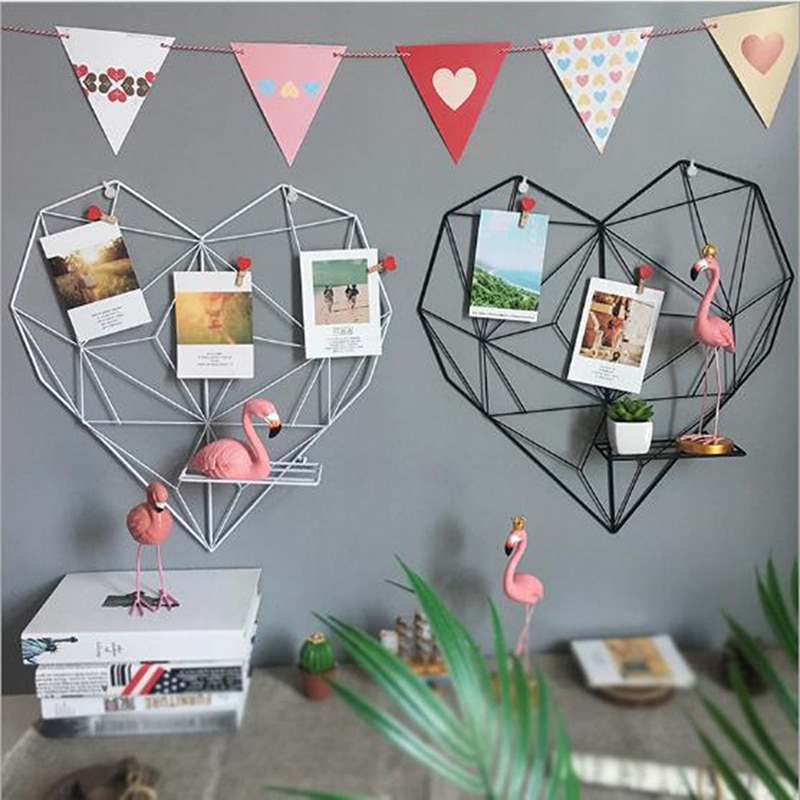 Style Metal Grid Photo Frame Wall Art Display Mesh Storage Shelf Organizer Rack Holder Home Decoration 20/35/50cm