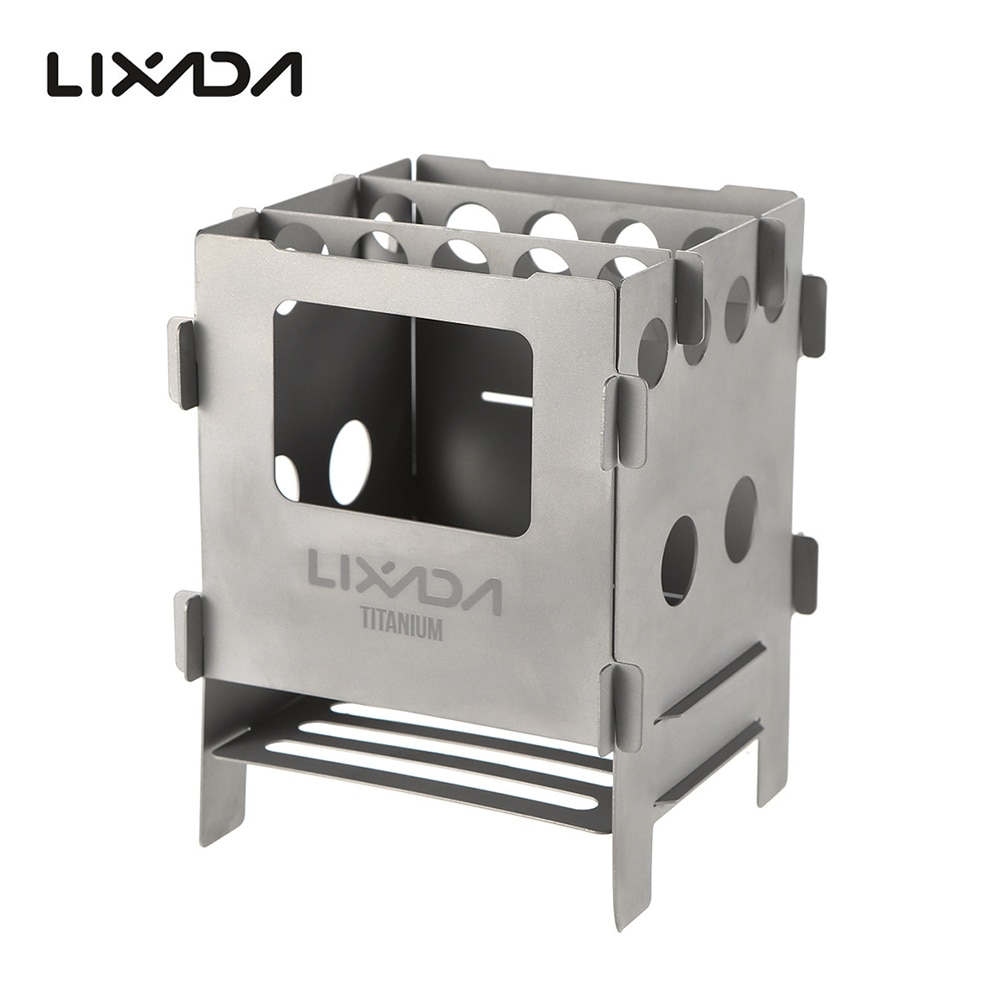 Lixada Titanium Camping Stove Portable Lightweight Folding Stainless Steel Wood Stove Pocket Stove Outdoor Camping Backpacking