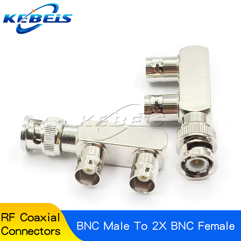 Conector BNC Q9 a BNC macho y hembra, Conector de ángulo recto de 90 grados, tipo T, divisor de 3 vías y 4 vías, adaptador RF doble macho y hembra, 1 piezas: Verde
