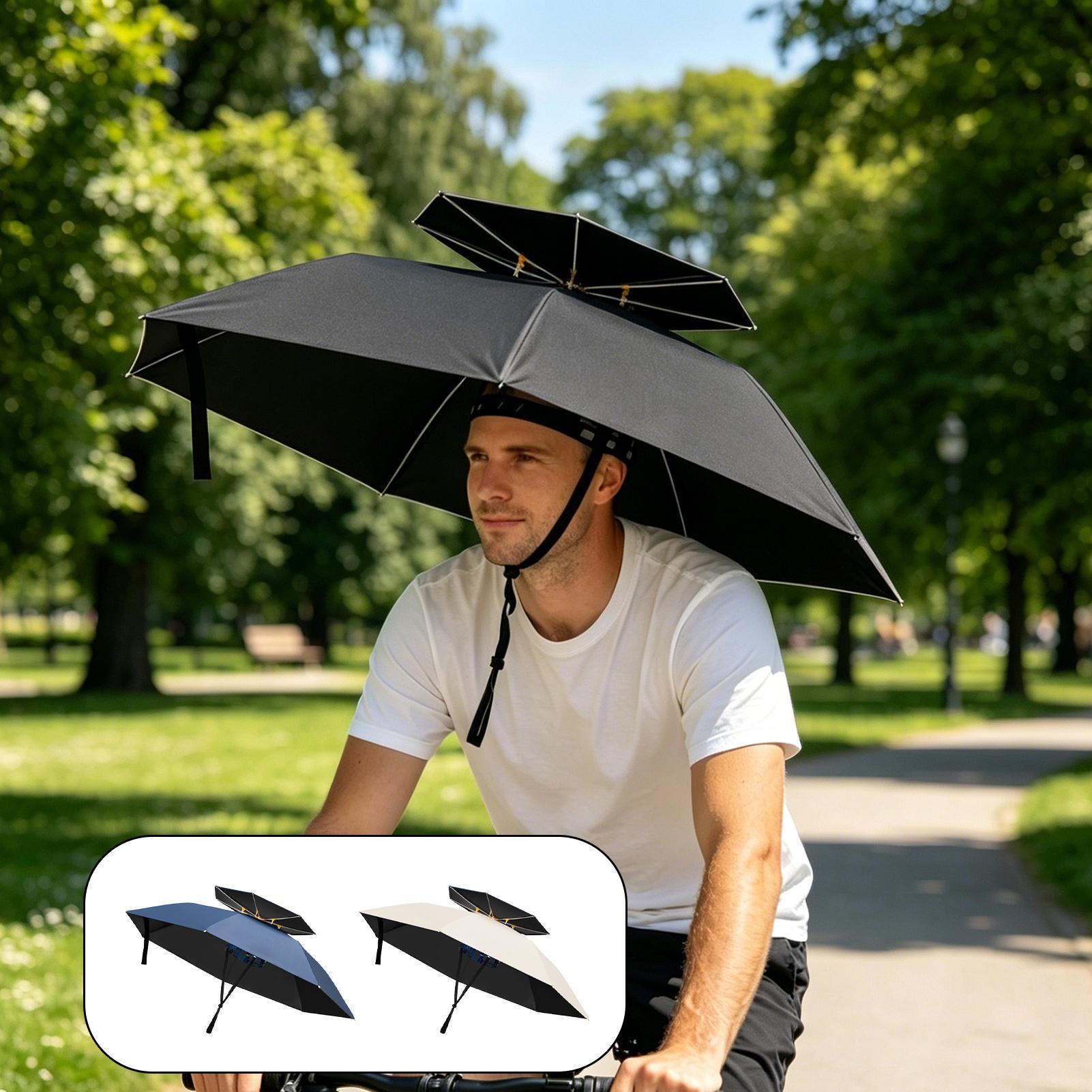 Draagbare hoofdparasol, draagbare zonnescherm regenhoed, geventileerde buitenparasol voor kamperen en wandelen