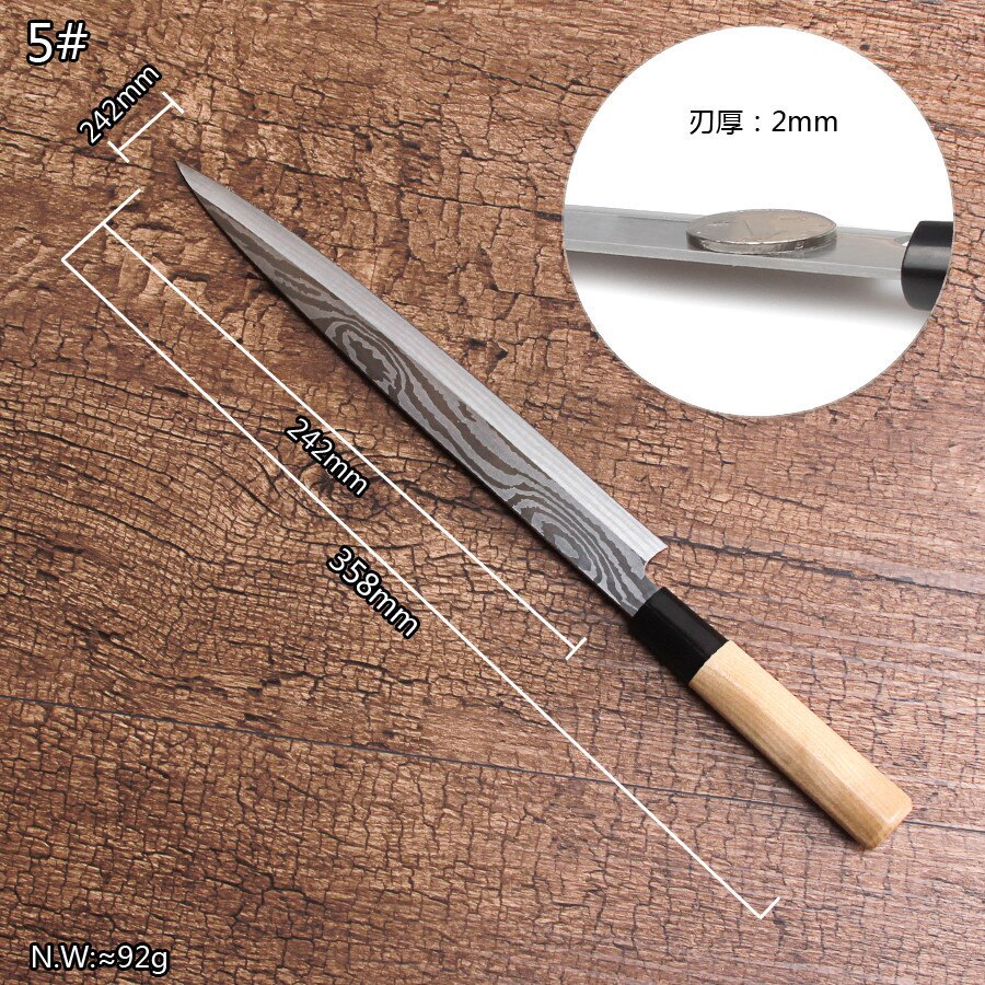 Japanese Style Kitchen Knife Set Fish Filleting Santoku Salmon Knife Cleaver Sharp Cooking Cutting Knife Sets: D