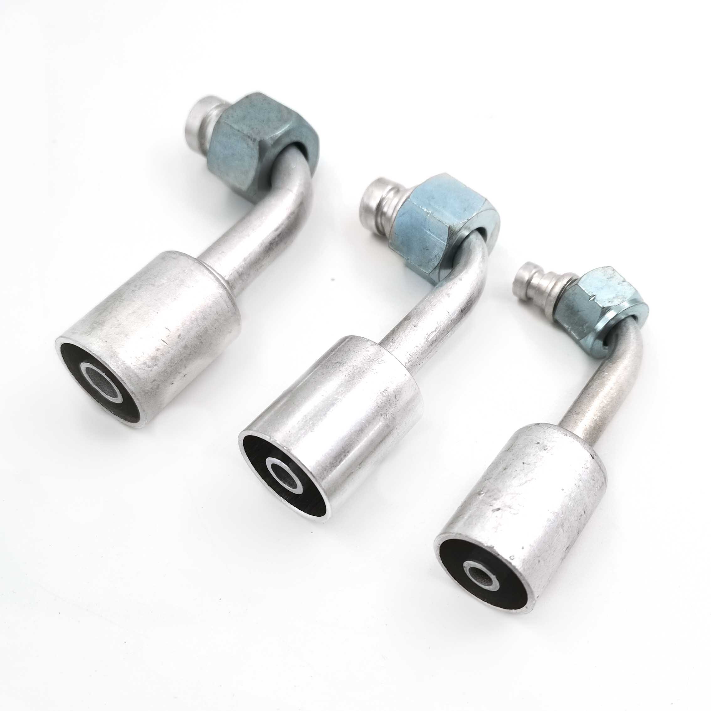 15pcs,Automotive Air Conditioning Pipe Fittings For 3/8 1/2 5/8 R134a Interface With R12 Aluminum Sleeve Hose Fixture: curved 15 PCS