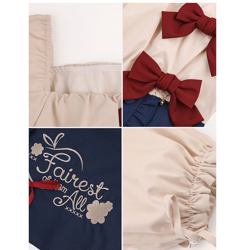 Snow White French Dress Girl Summer French Retro Puff Sleeve Tea Break Dress Party Vintage Dress French Dress Women