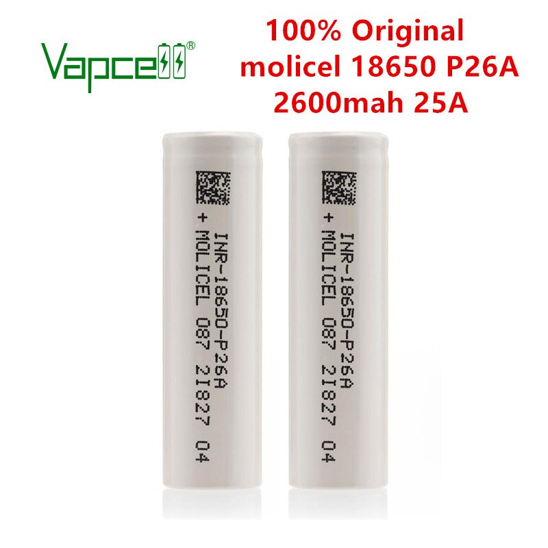 Vapcell Original P26A 18650 2600mAh 25A Flashlight/power tools battery li-ion rechargeable Molicel cell batteries
