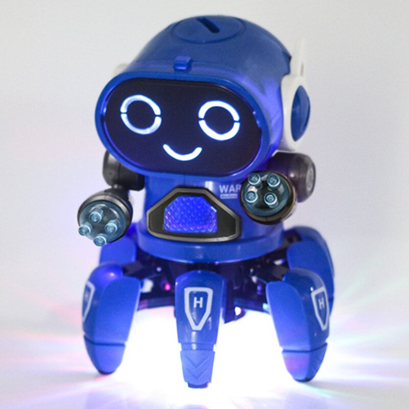 Legetøj til børn elektrisk farverigt lys dansemusik blæksprutte robot pædagogisk legetøj til drenge piger: Blå