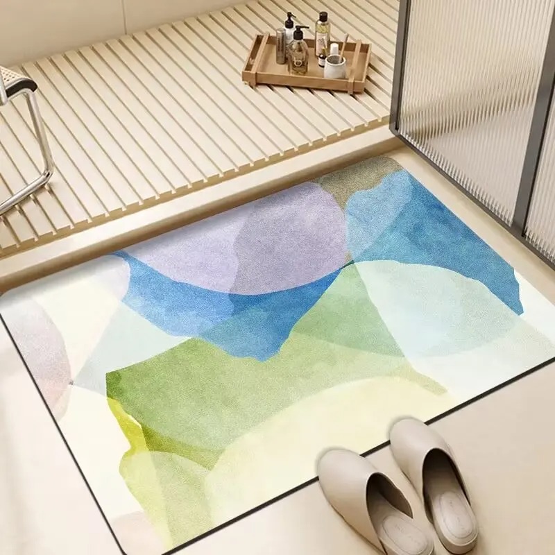Simple Illustration Pattern Door Front Mat Decoration Home Bathroom Floor Mat: 45x70cm / light green