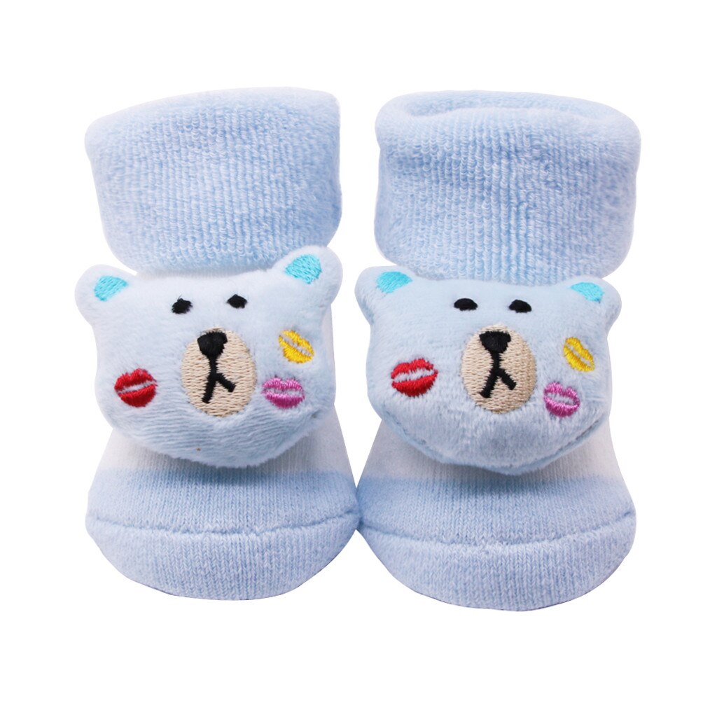 Baby Socks носки Newborn Baby Boys Girls Soft Seamless Cotton Non-slip Socks Cute Cartoon Bell Socks носки детские Free Ship: Sky Blue