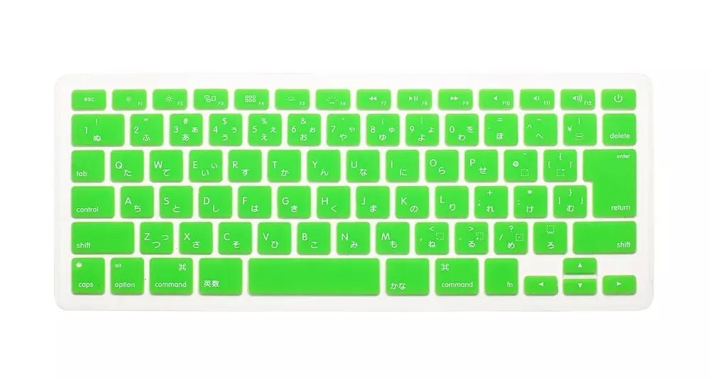 Japanese English Japan JP Keyboard Cover For Macbook Air Pro Retina 13 15 17 （before ) Protector for Mac book keyboard: Green