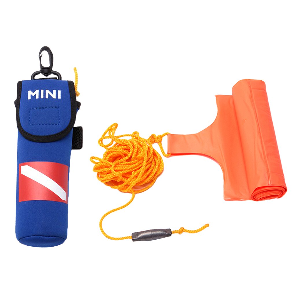 High Visibility Portable Scuba Dive 55' Surface Marker Buoy SMB Safety Sausage W/Yellow Line Surface Marker Buoy