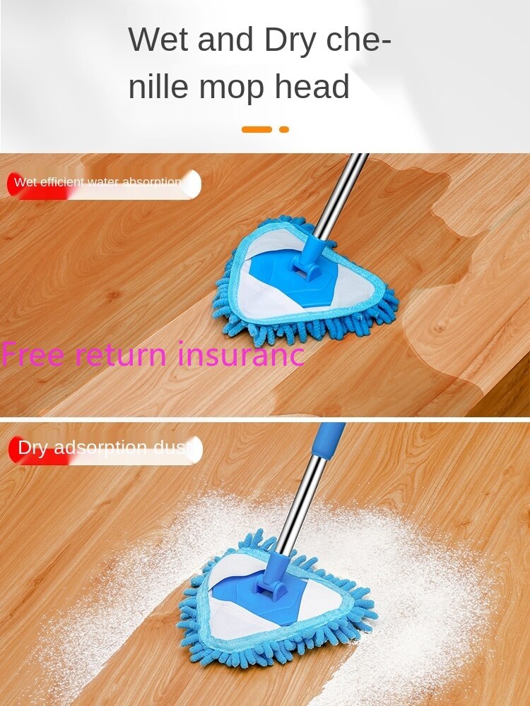 Triangle Dust Removal Small Mop Household Lightweight Mop Universal Ceiling Artifact Retractable No Dead Angle Mini Lazy