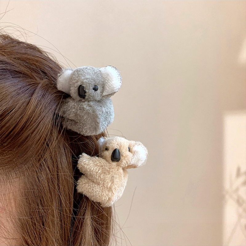 Clip de flequillo lateral bonito para mujer y niña, adorno de oso Koala de peluche, pinzas para el cabello, pasadores suaves, horquillas, accesorios para cabello femenino