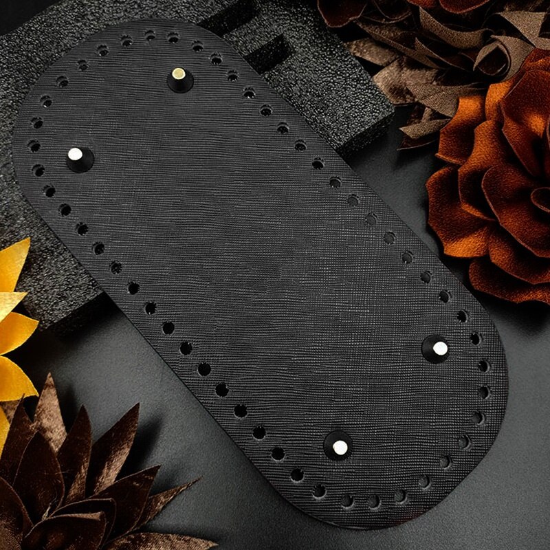 1PC Handbag Making Purse Bag Bottom Base Shaper Oval DIY Tote Bag Leather Accessories 10x22cm: black