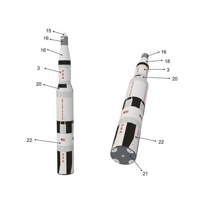 Paper Model 1:300 Saturn 5 Carrier Rocket And Launch Pad Handmade Diy Z7A3