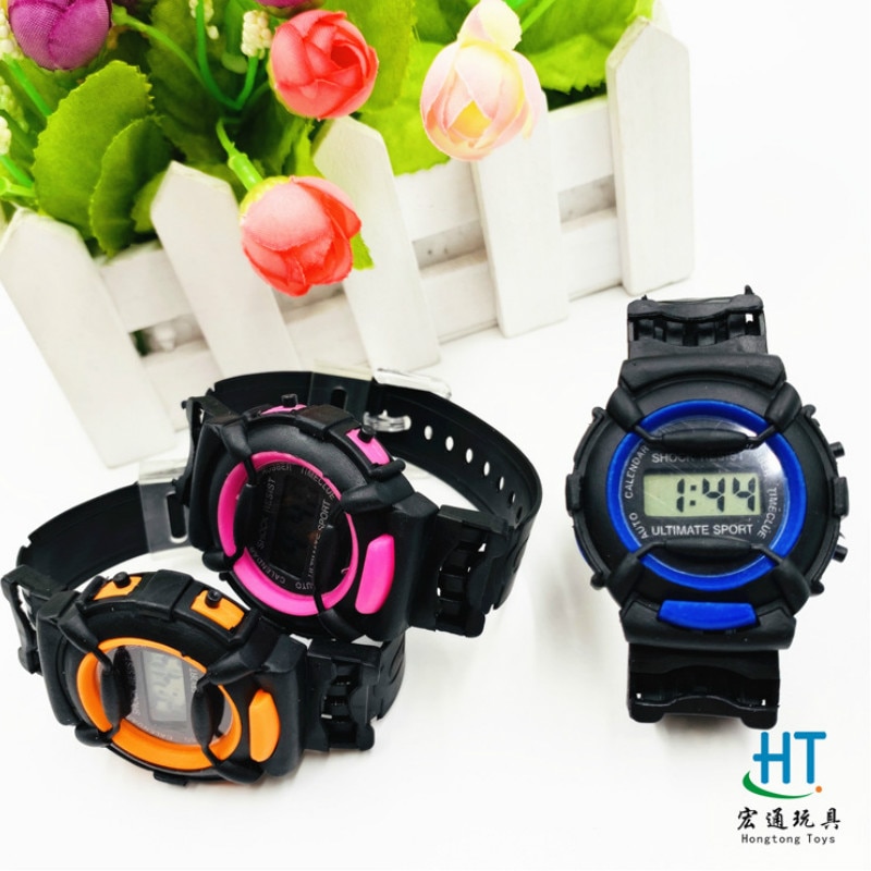 Style Children Watch Boys and Girls Black Color Circle Electrons Kids Watches