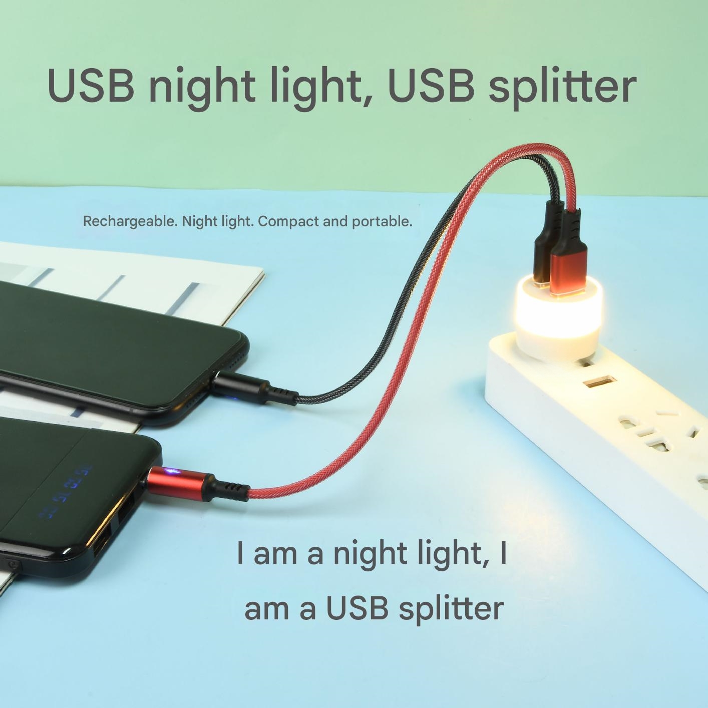 Usb-nattlys usb-lys usb-splitter usb-forlenger ledet-nattlys nattlampe