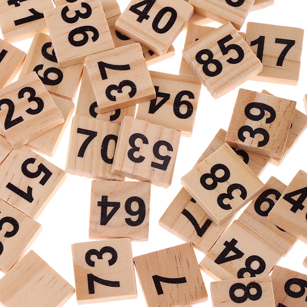 100 pieces eco-friendly Wooden Puzzle Numbers Tiles 1-100 Black Education Cube Blocks for Crafts