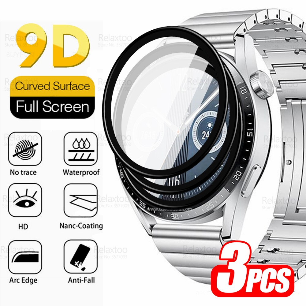 Voor Huawei Horloge Gt 3 Glas 3Pcs 9D Gebogen Zachte Beschermende Glas Huawey WatchGT3 46Mm GT3 42Mm smartwatch Screen Protector Film