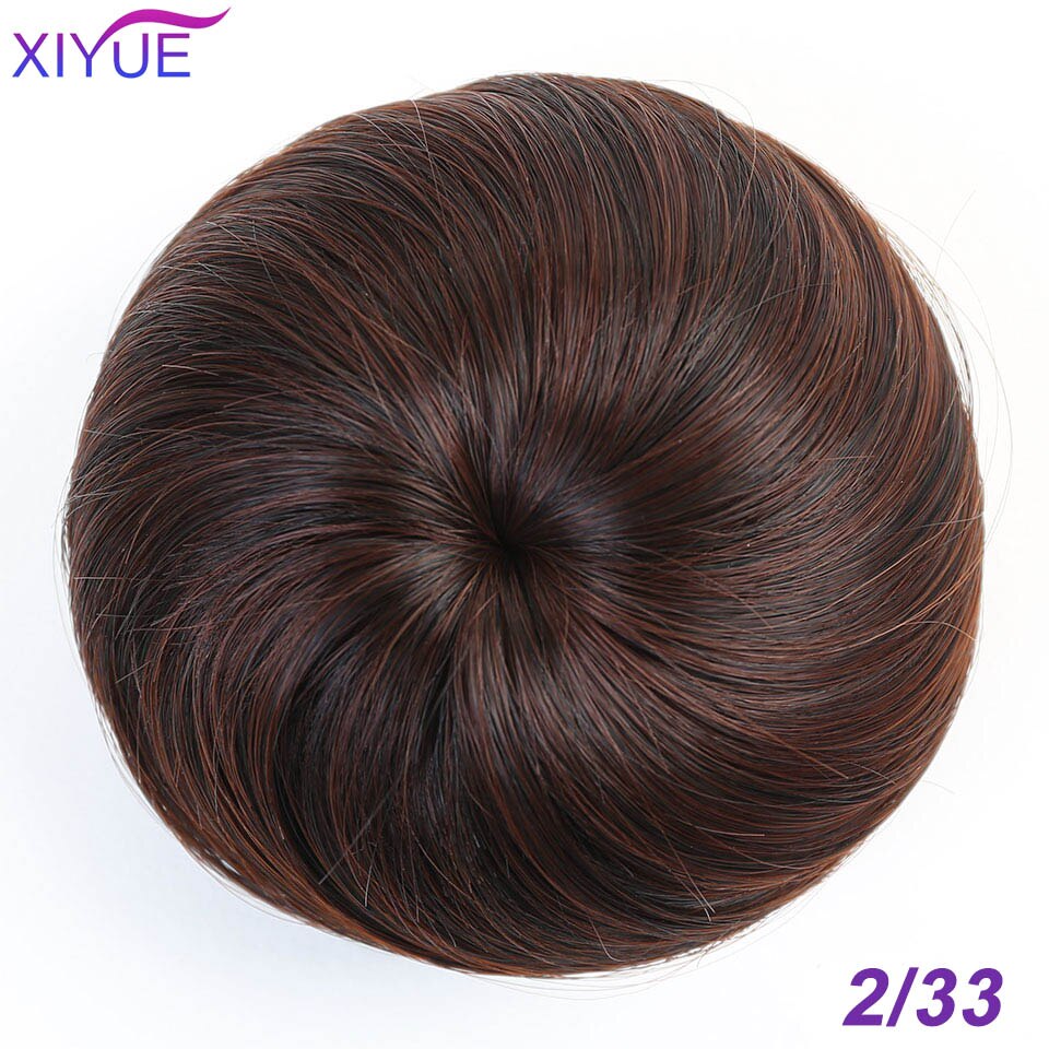 Syntetisk chignon donut gary brun farve hår bollepude elastisk hår reb gummibånd hårforlængelser på hestehale: 2-33