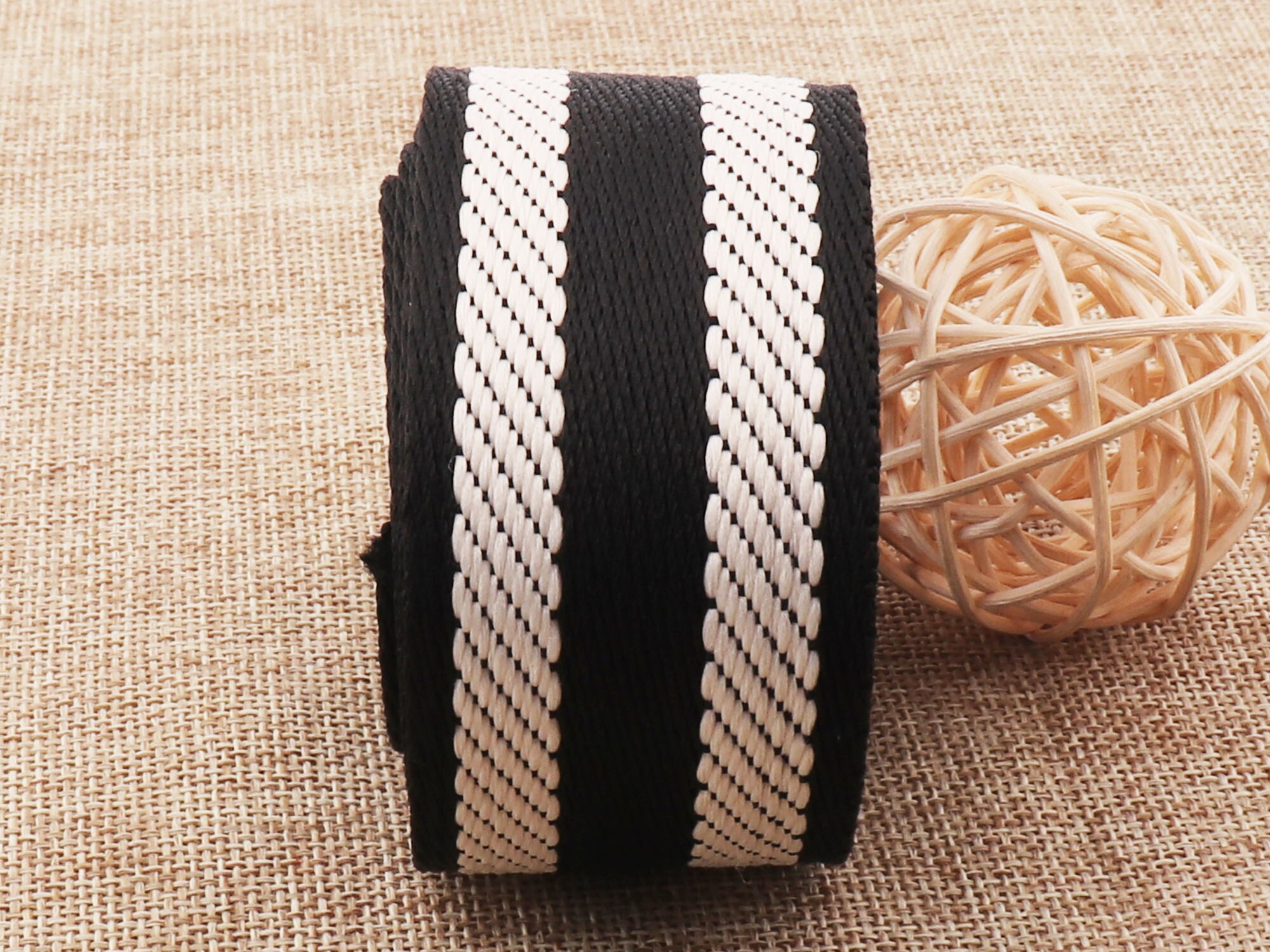 38 Mm Zwart Wit Jacquard Singels Katoen Webbing Bag Portemonnee Bandjes Tas Riem Portemonnee Band Handtas Riem Tas Handvat Canvas