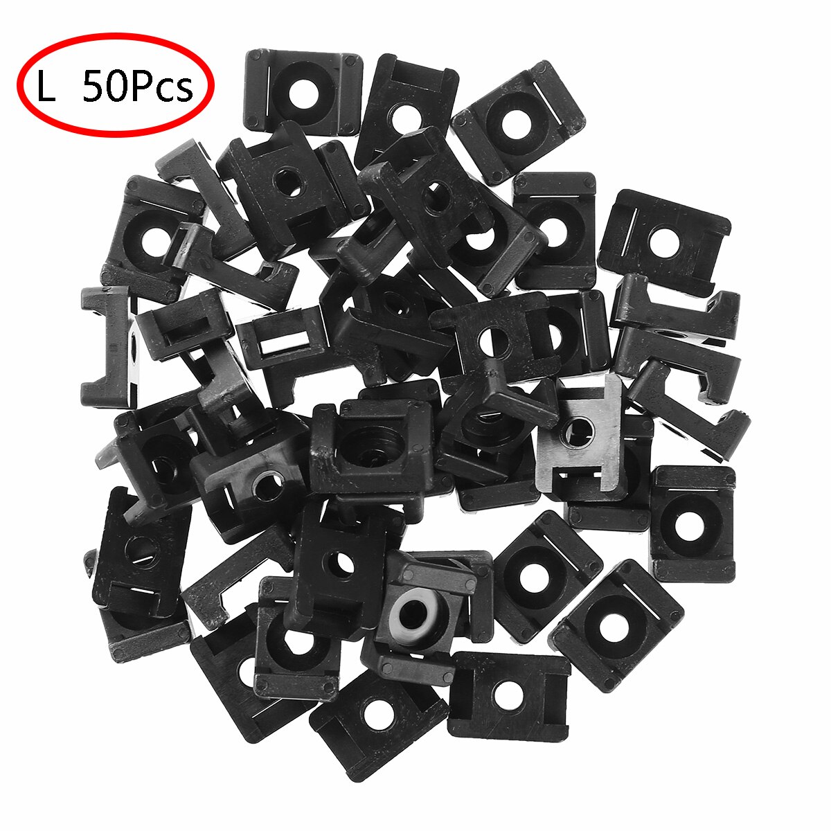 50 stk nylon fastgør beslag hjemmekontor kabelbinder mount base clips skrue type sadel form organisator vugger til ledningshåndtering: Sort stor