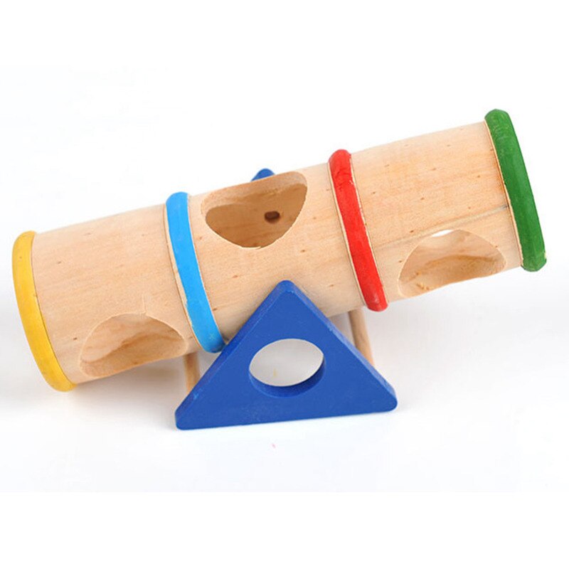 Naturligt træmateriale kæledyr smådyr legeplads trævippe legetøj til små dyr dværg hamster og mus sjovt legetøj
