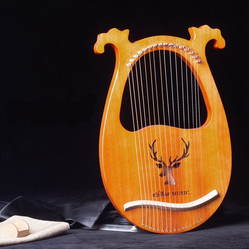 Lyre Harp,Greek Violin,16 Wooden String Harp Solid Wood Mahogany Lyre Harp with Tuning Wrench for Music Lovers Beginners
