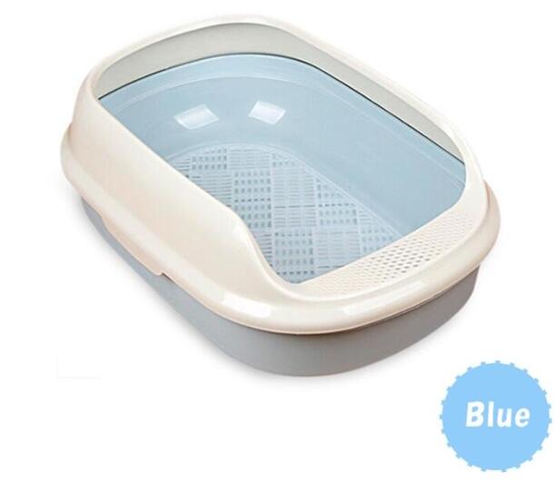 Cat Litter Box Cat Toilet 2or3Layer Pine Litter Bedpans Semi-Closed Anti-splashing Cat Pot Crystal Sand/bentonite/tofu available: light blue / L(3 layer with grid)
