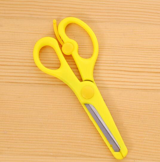 Tijeras pequeñas de foto para niños, tijeras de papel de seguridad cortadas con cabeza redonda, 1 unidad, accesorios de papelería: Amarillo