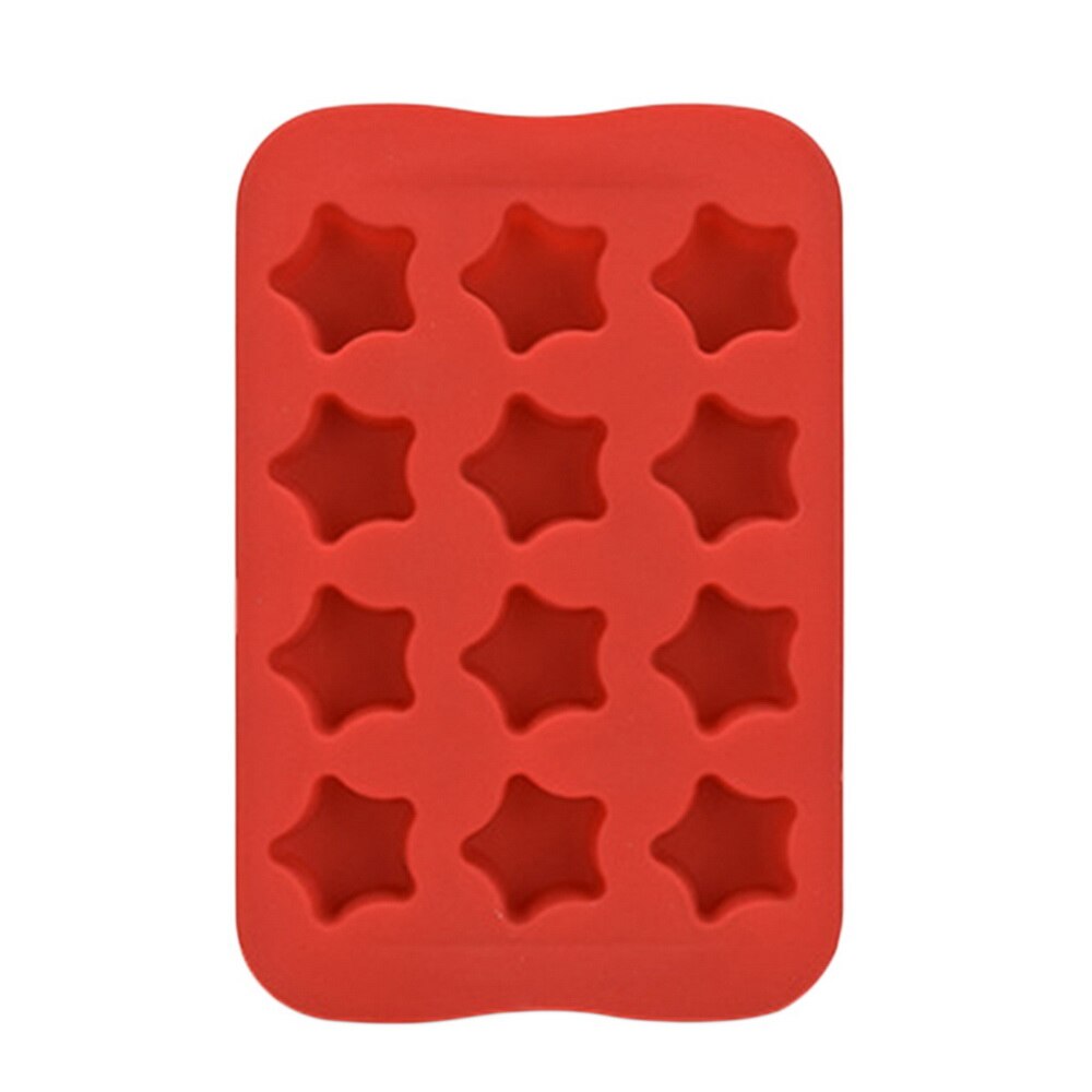 12 gitter silikone chokoladeform bakke stjerne / hjerte / rund / kvadratisk formet terning af isterningskage: 7